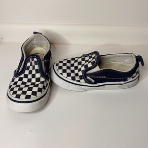 Vans Off The Wall Navy Blue Checkered Toddler Sz 8